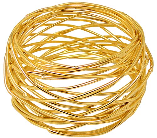Image of SKAVIJ Handmade Twisted Wire Mesh Napkin Rings Holders Decor Dinner Party Wedding Thanksgiving Christmas Gathering (Gold 10pcs)