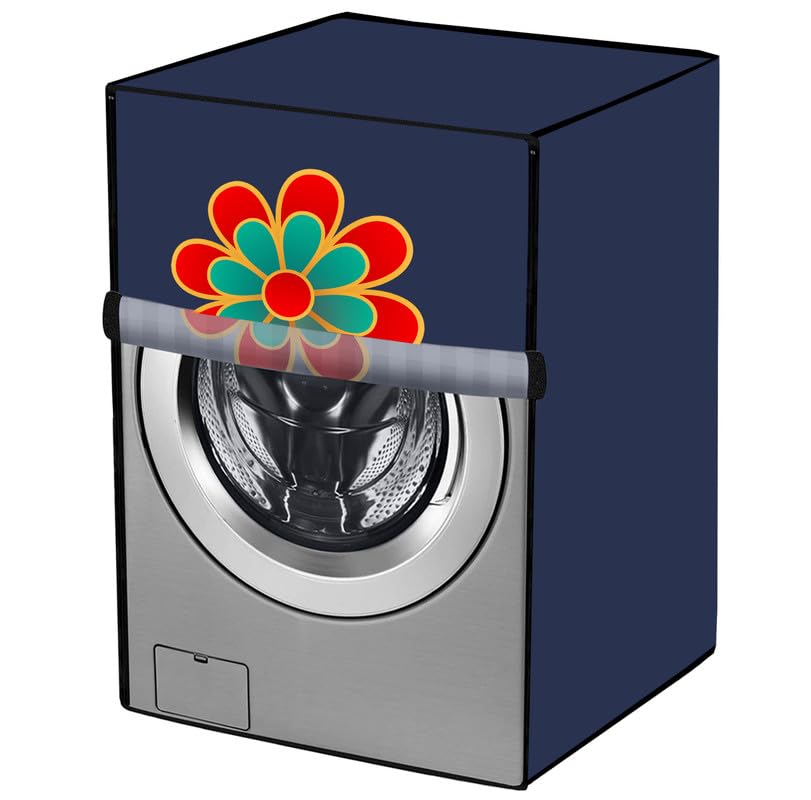 Amodori Front Load Washing Machine Cover Suitable for IFB / LG / Samsung 10–10.5 Kg | Waterproof | Blue Chinese Element Print