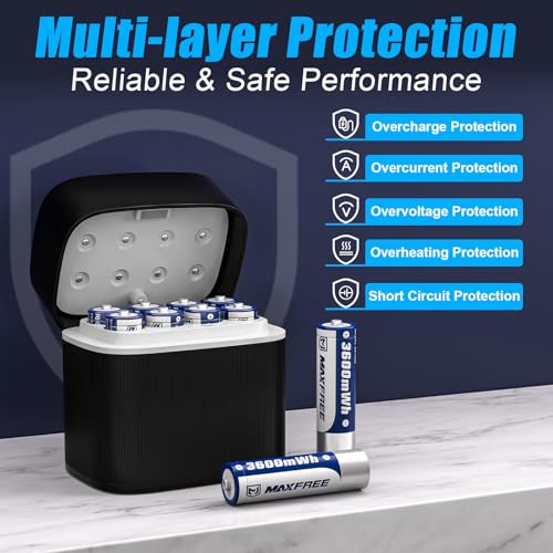 Maxfree 8-Pack Rechargeable AA Lithium Batteries with Dual-Purpose Charger by Maxfree - Image 6