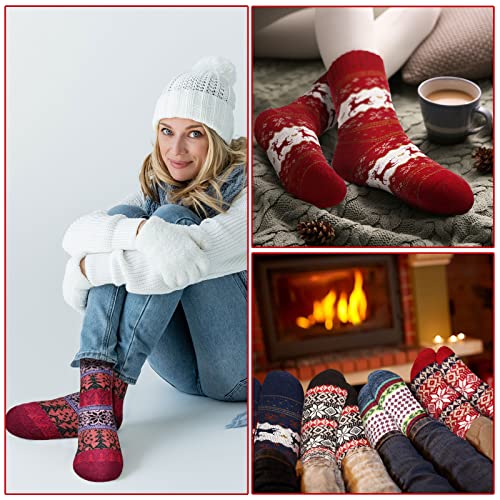 Image of Hoolerry 30 Pairs Christmas Fuzzy Socks in Bulk for Women Adult Men Gifts Fluffy Holiday Winter Socks Unisex Warm Crew Gifts