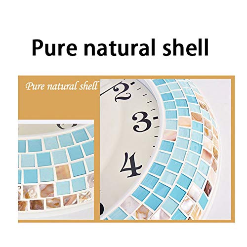 Wall Clock Mediterranean Blue Ocean Love Round Hanging Clocks Shells Mosaic Living Room Decorative Clocks KANULAN - Image 5