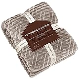 Victorio & Lucchino Canale Emboss con Borreguito Sherpa - Manta Plaid Suave para el Sofa o para Cama (VL-80511 Camel, 130x160 Cm)