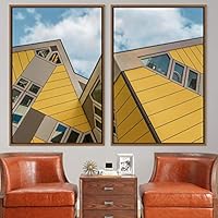 2 Piece Framed Canvas Wall Art Building Blocks Canvas Prints Home Artwork Decoration for Living Room,Bedroom - 16