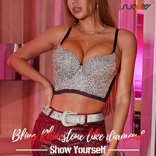 SUOSDEY Rhinestone Belt Unisex Sequin Strap Bling Crystal Western Studs Glitter Luxury Belt for Jeans Pants Dress3