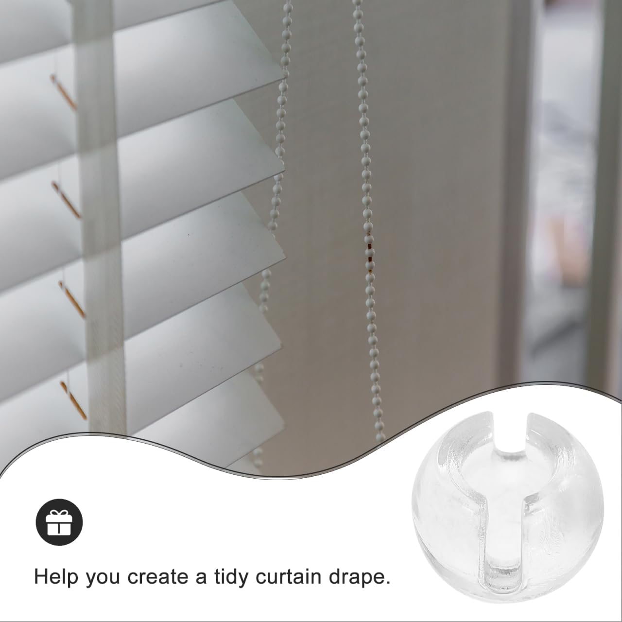 Unomor Clear Bead Chain Stops for Roller Shades Vertical Blinds Window Curtain Accessories Adjustable Beaded Chain Fixers 12 Pieces 0.31X0.31X0.27 Inches - Image 2