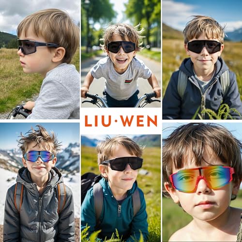 LIU·WEN Youth Baseball Sunglasses With Strap for Boys Girls Age 4-12 - Lightweight Cycling Kids Sports Sun glasses2