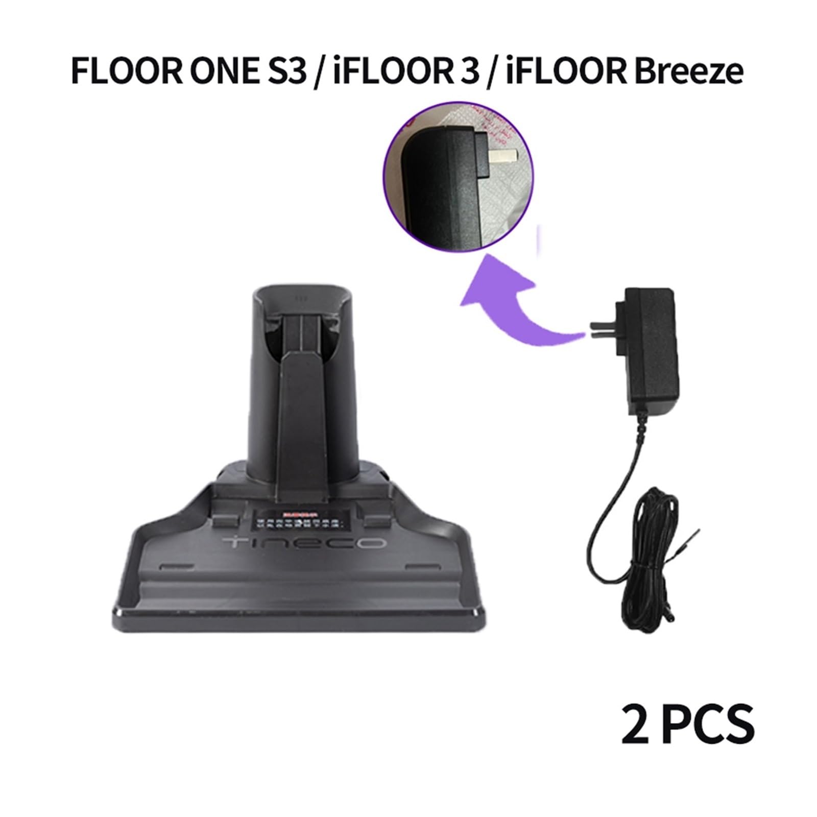 Base De Carga for Aspiradora En Seco Y Húmedo, Compatible Con Tineco,Floor One S3/IFLOOR 3/S3 Breeze, Adaptador De Base De Carga De Repuesto