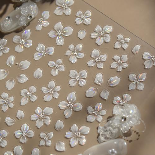 Flower Nail Stickers for Nail Art White Magnolia Petals Wedding