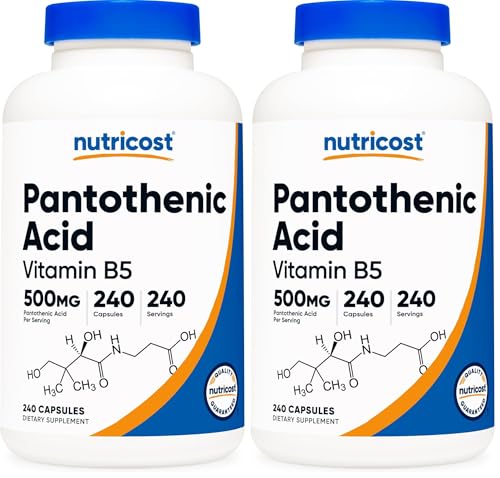 Nutricost Pantothenic Acid (Vitamin B5) 500mg, 240 Capsules (Pack of 2): retailer-supplied image