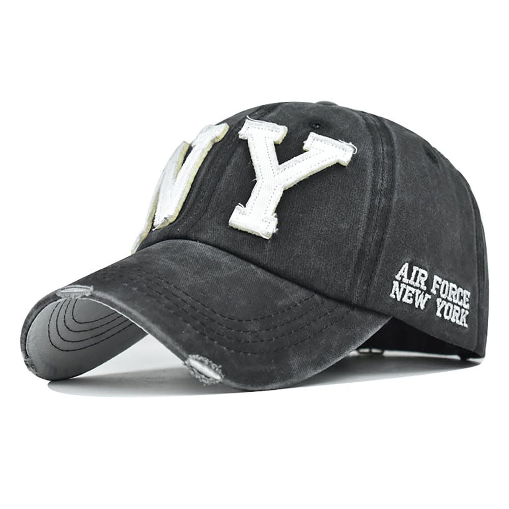 URTAODFE NY Embroidered Washed Baseball Cap,Trucker Hat Cotton Golf Dad Hat Gift Giving,Couple Duck Tongue Cap (Cotton, 3)