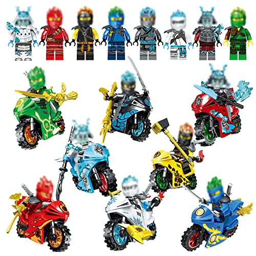 JunMallko Ninja Lot de 8 Figurines, Figurines d'anime, Figurine avec Armes, Calendrier de l'Avent Figurine, Figurines de Blocs de Construction Assemblées Adaptées aux Enfants Cover