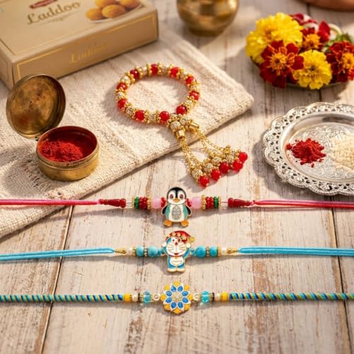 SATVIK 4 Pc Rakhi - 1 Bhaiya +1 Bhabhi Lumba + 2 rakhi for Brother Bhai by SATVIK STORE - Used condition - Image 8