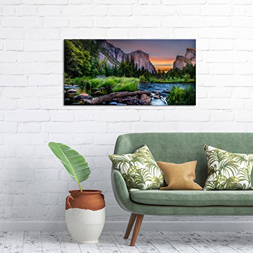 Lyerartork Yosemite Valley National Park Canvas Wall Art American Nature View Painting Prints Modern Landscape Artwork Home Wall Decor Framed Gallery Wrapped Ready To Hang 20X40Inch #TOP3