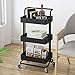 Produktbild YOLEO Servierwagen Küchenwagen Rollwagen Küchenregal Regal Allzweckwagen Allzweckregal 3 x Korb Home Organizer 87 x 42 x 35 cm (Schwarz)