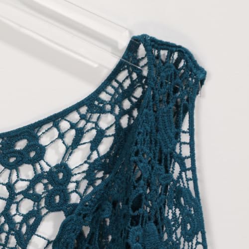 Image of JASTIE Women Open Stitch Cardigan Boho Sleeveless Hippie Summer Hollow Out Solid Crochet Vest