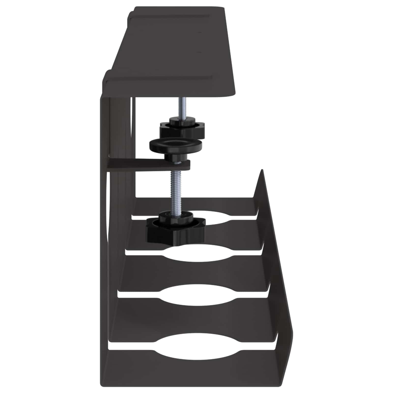 Gestione dei cavi sotto la scrivania, set da 2 pezzi, vassoio per organizzare i cavi per ciabatta elettrica e adattatore, in acciaio, nero, 43 x 10 x 15 cm