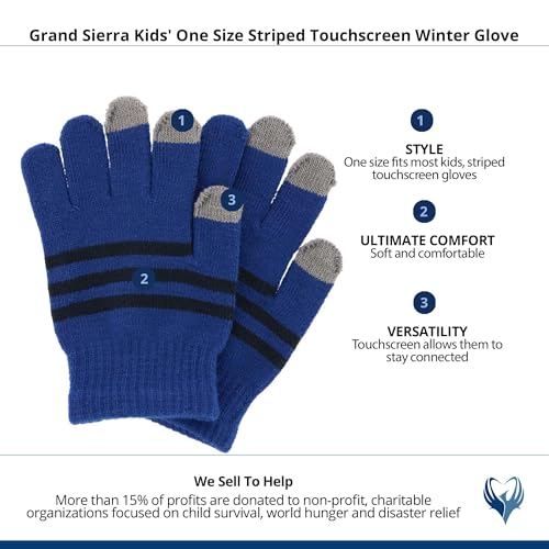 Image of Kids' One Size Striped Touchscreen Winter Glove