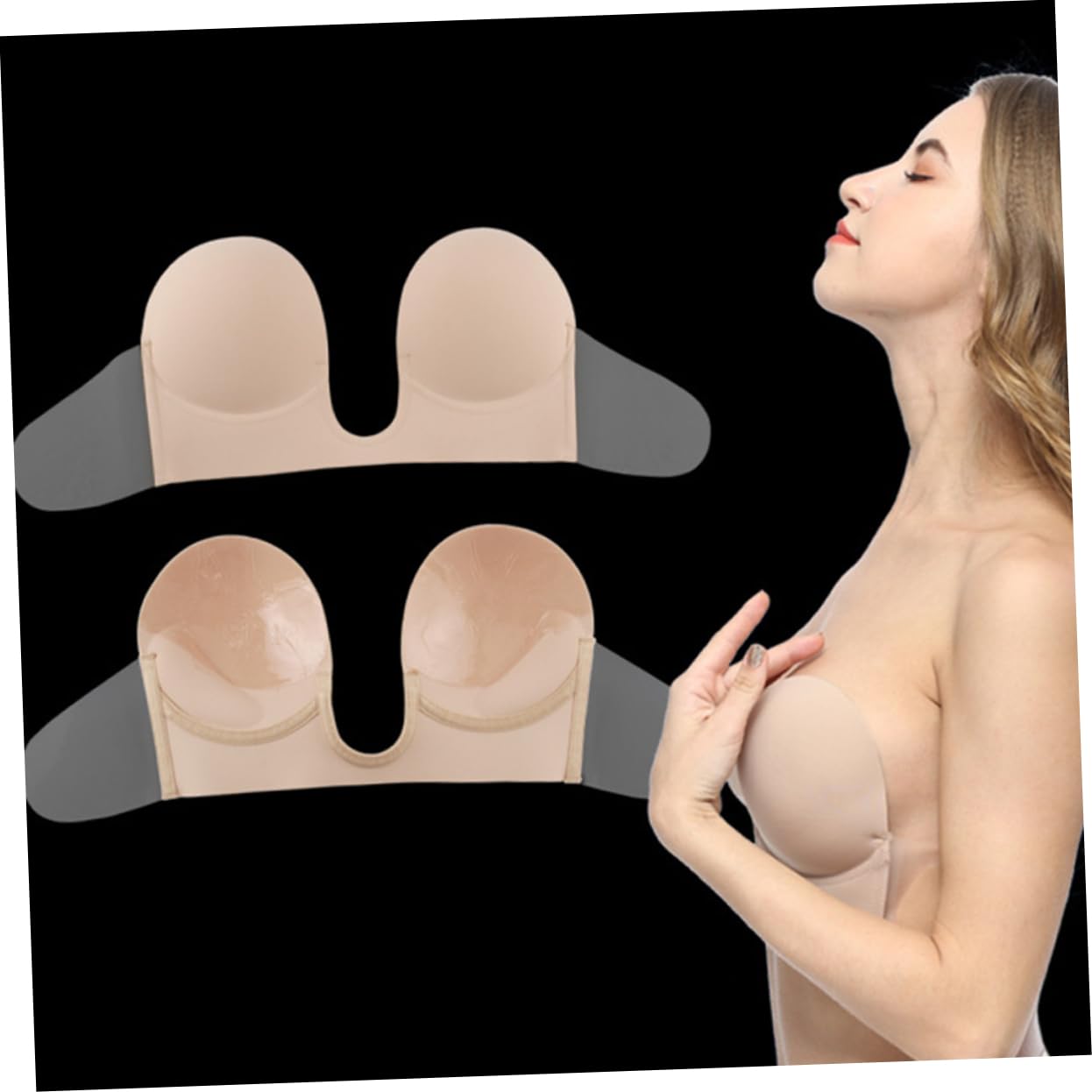 SHERCHPRY 3 Piezas cubiertas adhesivas sujetadores sin tirantes sujetadores adhesivos backless bra pétalos de mama sujetador sin espalda y sin tirantes lencería fundas de silicona cubre