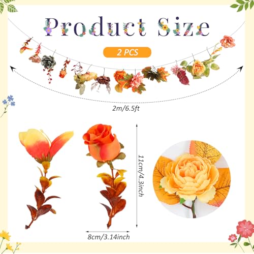 Image of Suncalla 2 Pcs 6.6 ft Artificial Flower Garland Floral Backdrop Arch Fairy Flower Hanging Ceiling Colorful Garland for Wedding Bridal Shower Baby Shower Tea Birthday Backdrop Wall Decor(Bright Color)