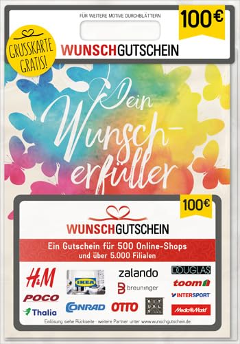 Wunschgutschein das perfekte Geschenk - 500 Einlösepartner - für Deutschland - per Post (nicht für Amazon einlösbar)