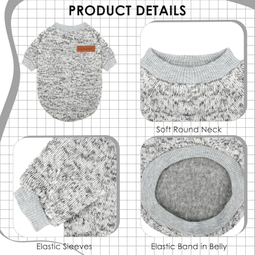 Image of 2 Pcs Dog Sweaters for Small Dogs Girl Boy Winter Fleece Clothes Warm Soft Dog Sweatshirt Outfit for Dogs Cats Pet Apparel