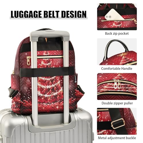 Image of ALAZA Beautiful Christmas Tree Red Women Backpack Purse Ladies Fashion Shoulder Bag Daypack Travel Bag 7.5L