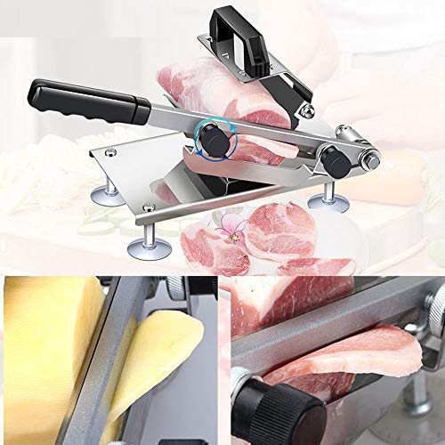 PEI Manual Frozen Meat Slicer, Meat Cheese Food Slicer Vegetable Slicing Machine Stainless Steel Meat Cutter Beef Mutton Roll Meat Cleaver Suitable for home, Kitchen and Shabu