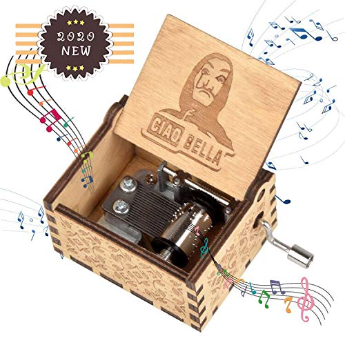 fezlens Wood Music Boxes House of Cards Antique Engraved Wooden Musical Box Gifts