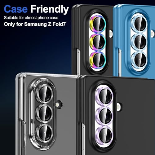 Image of TechTrendz Camera Lens Protector Ring for Samsung Galaxy Z Fold 7 Aluminum Alloy Rings, Ultra-HD Full Coverage Anti Scratch Metal Ring, Z Fold 7 Camera Lens Protector (3 Ring Included) (Sierra Blue)