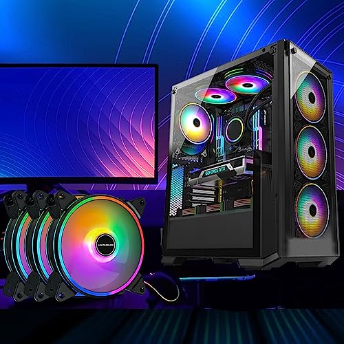 120Mm Case Fan 3 Pack Rgb Case Fans, Fh-120 Dual Ring Light Pc Fans, Rgb Fans With 3 Pin And Molex 4 Pin Psu Plug, Hydraulic Bearing Slient Computer Fans For Pc Case #TOP6