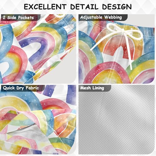 Pigsaly Boys' Swim Board Shorts Red Orange Colorful Watercolor Rainbow Boy's Swim Trunks Kids Swimwear 3T3