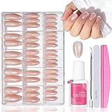 Nagel Tips Set - 240 Stück Glitzer French Tip Press On Nails - Falsche Nägel Zum Aufkleben Mandel - Full Cover Fake Nails soft gel Natürliches & Angenehmes Tragegefühl