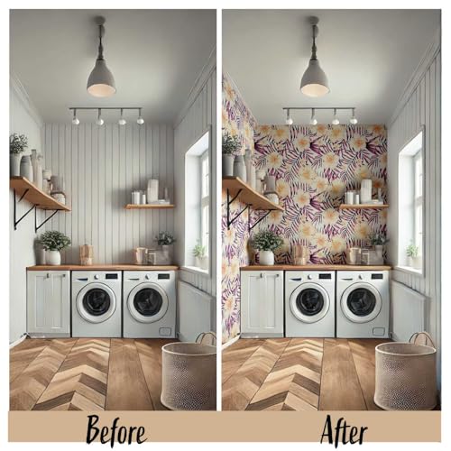 Papier peint floral pour rénover facilement un mur sans colle