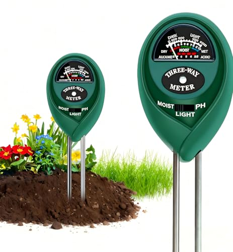 Efymosce Bodentester, Boden PH-Messer, 3 in 1 Bodenmessgerät Feuchtigkeit, und Licht, Feuchtigkeitsmessgerät Pflanzen, ph messgerät Erde, für Garten, Bauernhof, Rasen, Kein Batterien erforderlich