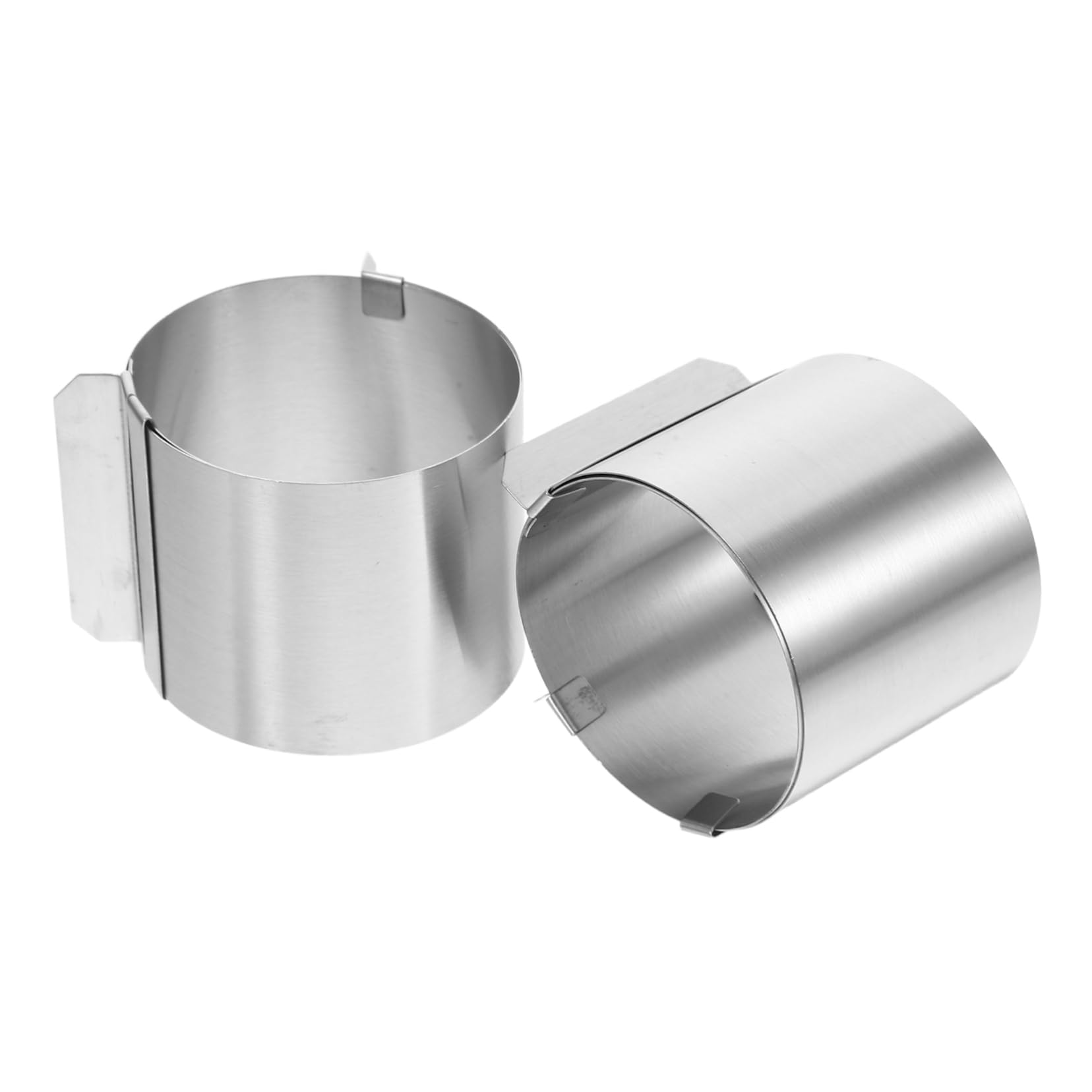 DECHOUS 2pcs Stainless Steel Mousse Mold Cheesecake Molds Round Small Shapes Cake Baking Mold Bakeware Frame Cookware Adjustable Cake Baking Molds Cake Rings Circle Mouse Muffins Silver