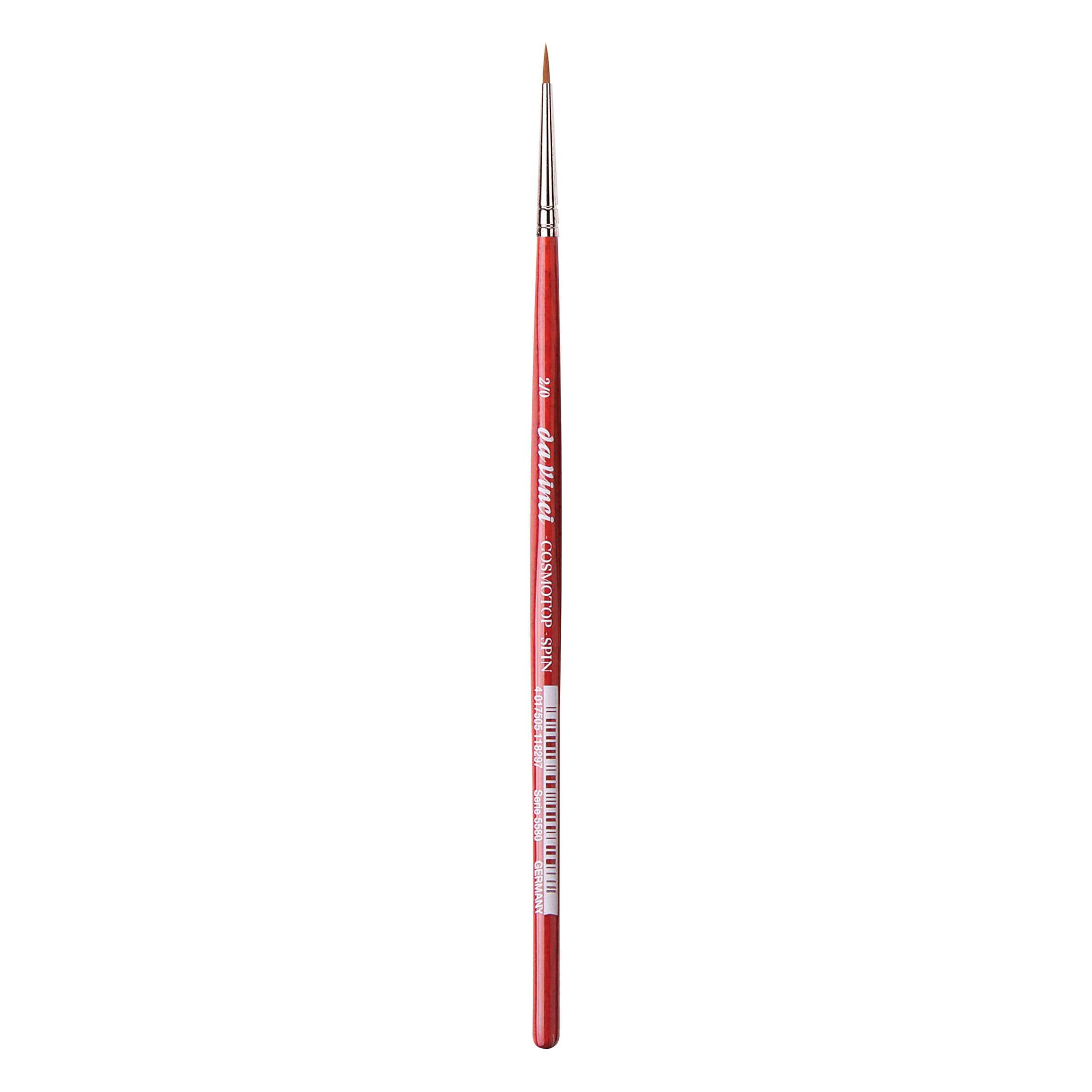 da Vinci Watercolor Series 5580 CosmoTop Spin Paint Brush, Round Synthetic with Red Handle, Size 2/0 (5580-00)