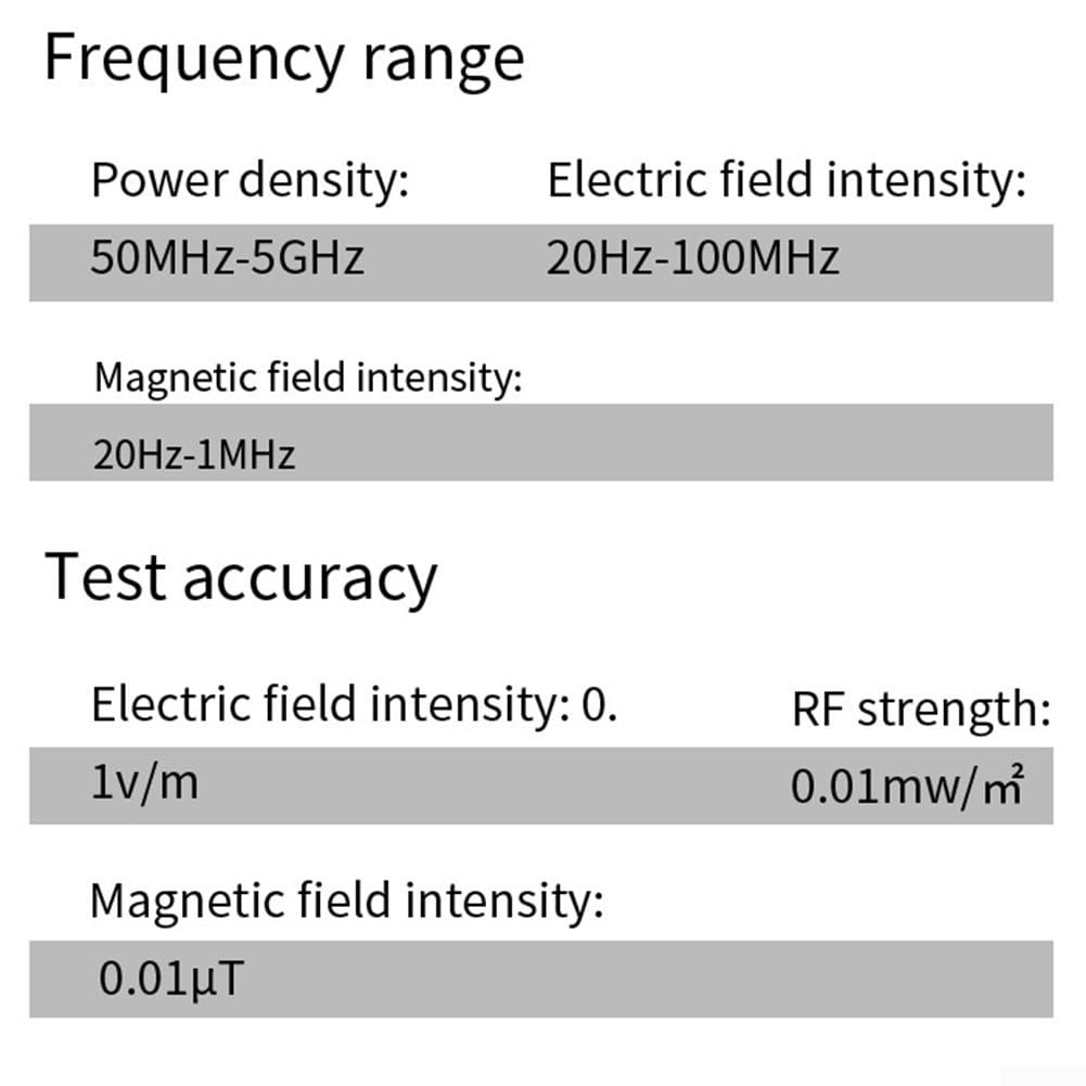 Elektromagnetischer Strahlungsdetektor 5-in-1 RF Feldstärkemessgerät mit Temperatur- und Feuchtigkeitstest schwarz