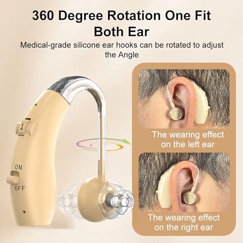 Image of Fastwell F25 Rechargeable Hearing Aid for Adults & Seniors, Behind-the-Ear Design, 30 Min Quick Charge, Noise Reduction, Single Ear With 6-Month Warranty (Beige)