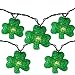 Northlight  Luck of The Irish St Patrick's Day Shamrock Christmas Lights Green Wire, Set of 10
