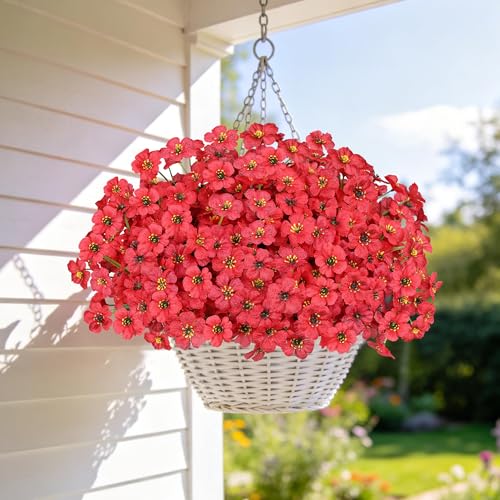 Image of AmyHomie 20 PCS Artificial Flowers for Outdoors, UV Resistant Fake Plants