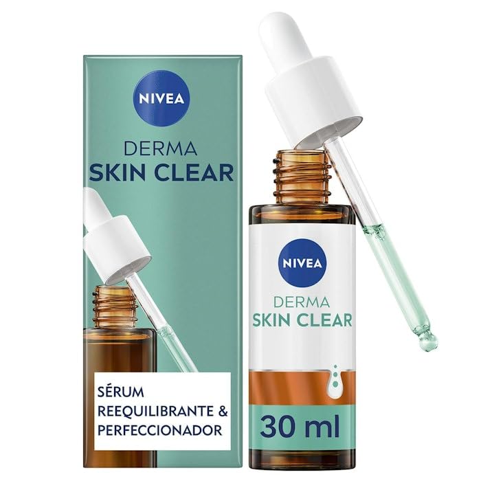 NIVEA Derma Skin Clear - Ausgleichendes und perfektionierendes Serum - mit Hyaluronsäure, Pro-Vitamin B5 und Niacinamid - beruhigt und spendet Feuchtigkeit, reduziert Unvollkommenheiten - Haut