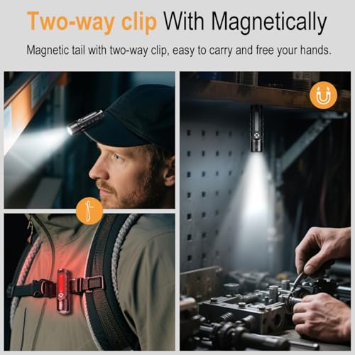 BORUIT RJ28 Mini EDC Keychain Flashlight,Rechargeable 410 Lumens LED Keyring Light with Clip,Magnetic Tail,21 Modes,USB-C Charging,IP66 Waterproof Flash Light for Everyday Carry & Emergency — view 3