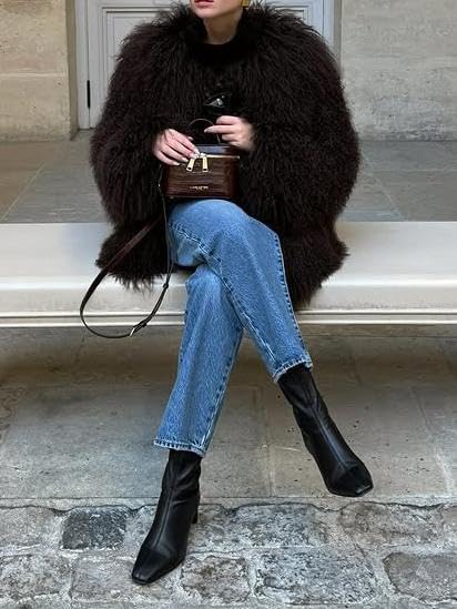 Coutgo Womens Kitten Heel Ankle Boots Square Toe Side Zipper Dressy Booties Fall Shoes - Image 2