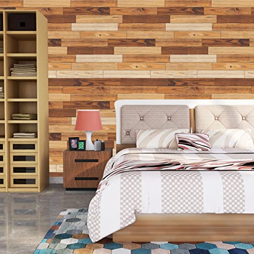 Image of DWELLSINDIA 3D Wooden Bricks Design Self Adhesive Wallpaper Peel & Stick, Waterproof, Scratch Resistant, Laminated (41cm x 244cm, 3D Wooden Bricks Design)