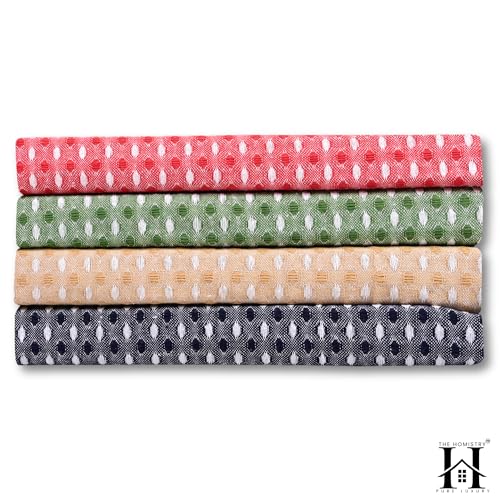 Image of HOMISTRY Cotton Kitchen Towels Pack of 4 | HOM-VIVIDTOWEL-4PK Dish Towels | Soft, Super Absorbent Tea Towels | Reusable, Machine Washable Kitchen Cleaning Cloths