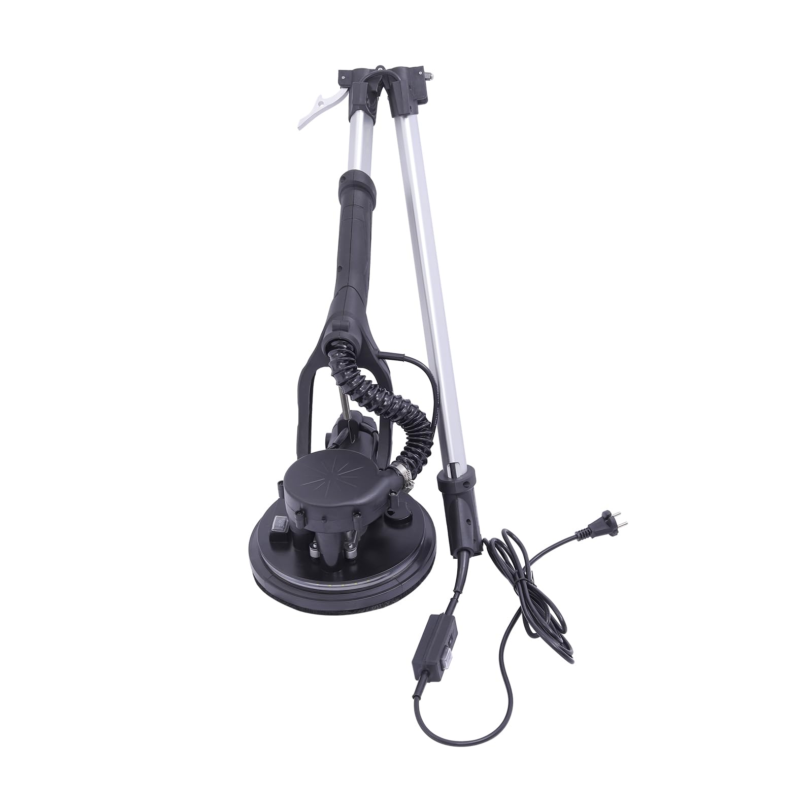 Szlifierka do płyt gipsowo-kartonowych z odsysaniem, składany uchwyt, oświetlenie LED, 850 W, regulacja 90°, talerz szlifierski, 6 regulowanych prędkości, 6 samoprzylepnych papierów ściernych (czarny)