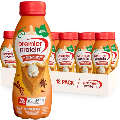 Premier Protein Shake, Limited Edition, Pumpkin Spice, 30g Protein, No Added Sugar, 24 Vitamins & Minerals to Support Immune Health, 11.5 fl oz, 12 Pack