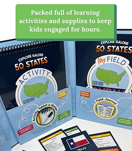 Carson Dellosa Explore Galore: 50 States Wipe Clean Activity Book, Dry Erase Workbook With Kids Travel Activities, Puzzles, I Spy Games, US Map, Stickers, Flash Cards, and Field Journal, Ages 7 and Up - Image 2