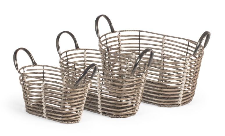 Cestini Ovali H&H paniers haut de gamme en fibres tressées pour maison