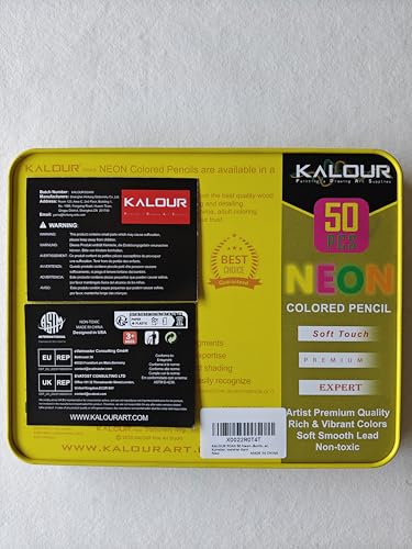 KALOUR PDAS 50 lápis de cor neon para livros de colorir adultos, conjunto de lápis de desenho profis